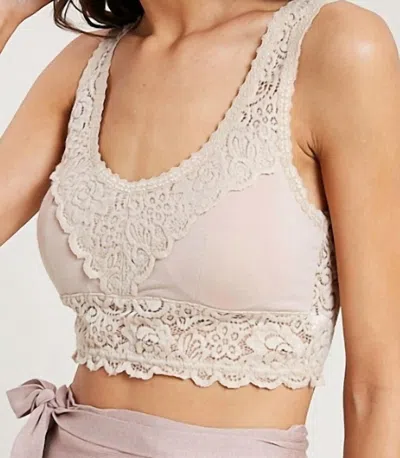 Wishlist Comfy Scalloped Edge Padded Bralette In Champagne In White