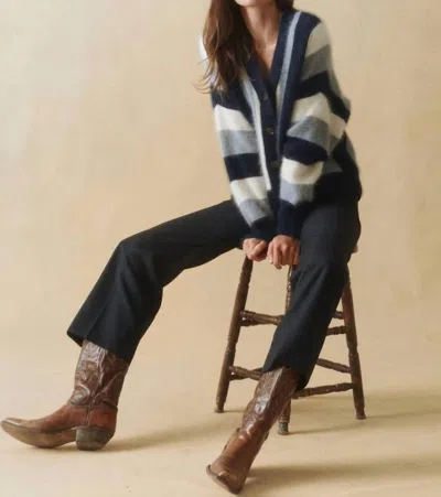 The Great Fluffy Slouch Cardigan In Navy Stripe In Blue