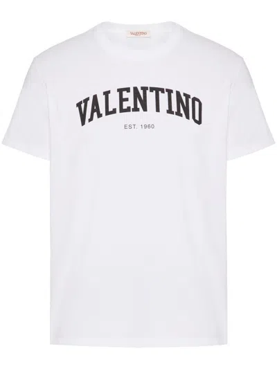 Valentino White T-shirt With Black Logo Short Sleeves