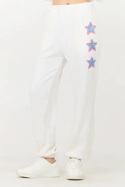 Vintage Havana Applique French Terry Jogger In White