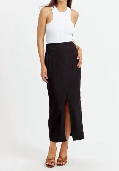 Greylin Vicki Front Slit Midi Skirt In Black