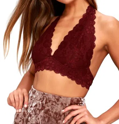 Free People Galloon Lace Halter Bra In Wine In Pink