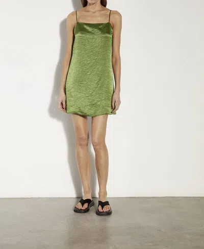 Enza Costa Satin Mini Dress In Green