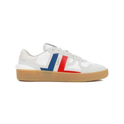 Lanvin Clay Suede-panels Mesh Sneakers In White