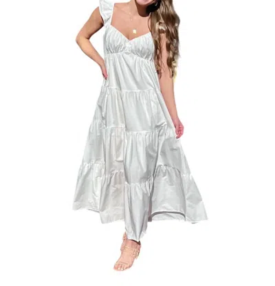 Skies Are Blue Maxi Dress With Ruffle Sleeves In White