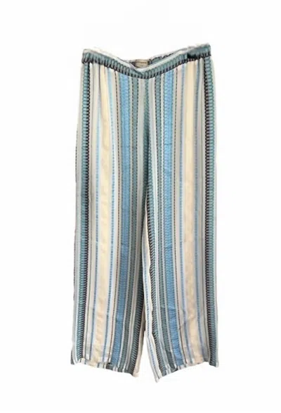 Zeus + Dione Alcestes Palazzo Trouser In Navy/turquoise/sky Blue In Multi