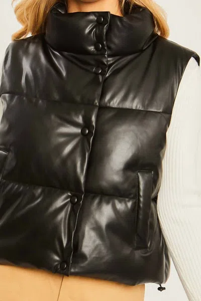 Love Tree Faux Leather Vest In Black