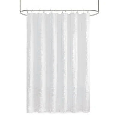 Olliix Arlo Super Waffle Texture Solid Shower Curtain In White In Gray