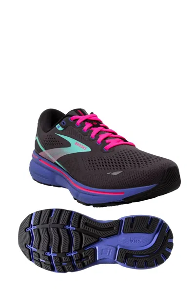 Brooks Women's Ghost 15 Running Shoes - B/medium Width In Black/blue/aruba In Multi