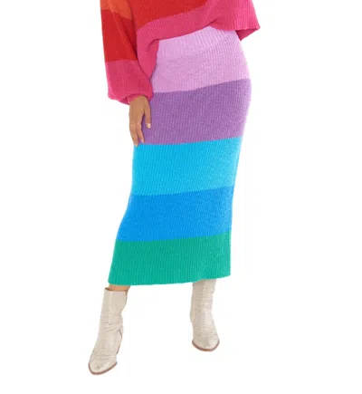 Show Me Your Mumu Pippa Sweater Skirt In Sunset Stripe In Blue