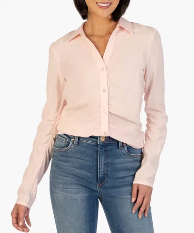 Kut From The Kloth Women's Mercedes Long Sleeve Button-up Shirt In Soft Pink
