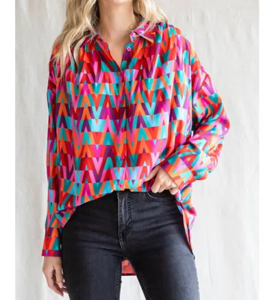 Jodifl Geometric Print Button Up Top In Red