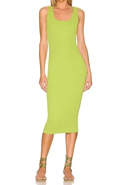 Enza Costa Puckered Knit Dress In Lime In Green