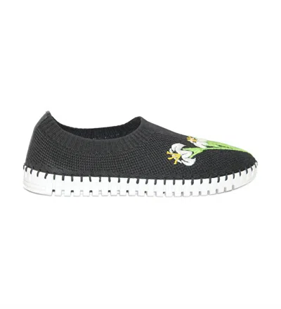 Eric Michael Women's Lucy Stretch Sneakers In Black Embroidered In Multi