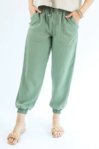 Love Tree Cue The Music Joggers In Olive In Green