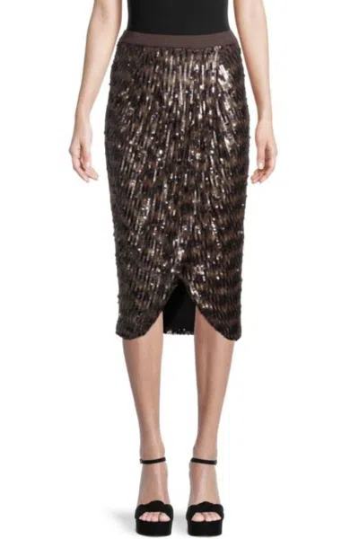 Le Superbe Take It Easy Sequin Wrap Skirt In Brown