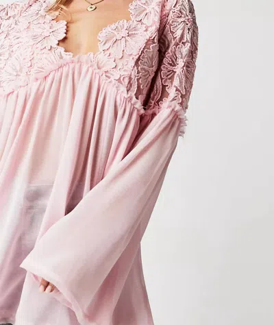 Free People Magdalene Crochet Tunic Top In Pink