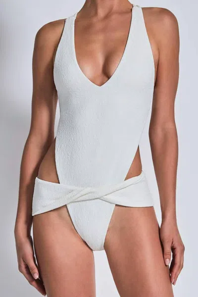 Devon Windsor Cora Full Piece Swimsuit In Cream Crocodile In Multi