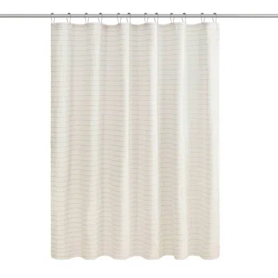 Olliix Alder Textured Shower Curtain In Ivory Stripe In Neutral