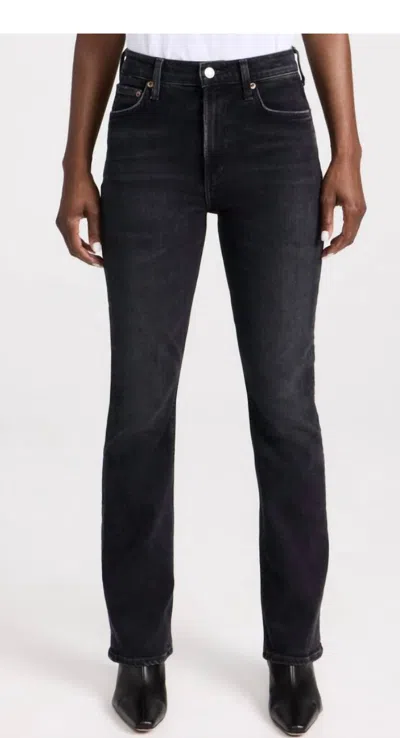 Ag Farrah Boot Crop Jeans In Sulfur Black In Multi
