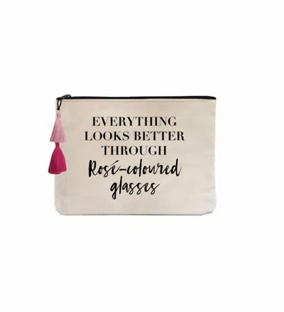 Fallon & Royce Rose-colored Glasses Flat Pouch In Natural In Black