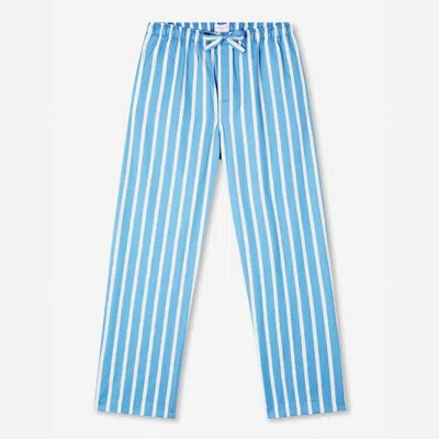 Derek Rose Men Royal Striped Cotton Lounge Pant In Blue