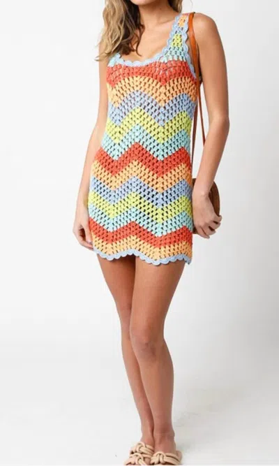 Olivaceous Crochet Cover Up Dress In Multi Color