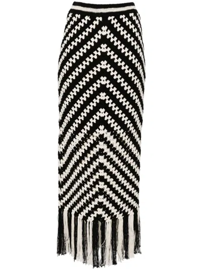 Zimmermann Halliday Crochet Midi Skirt In Black