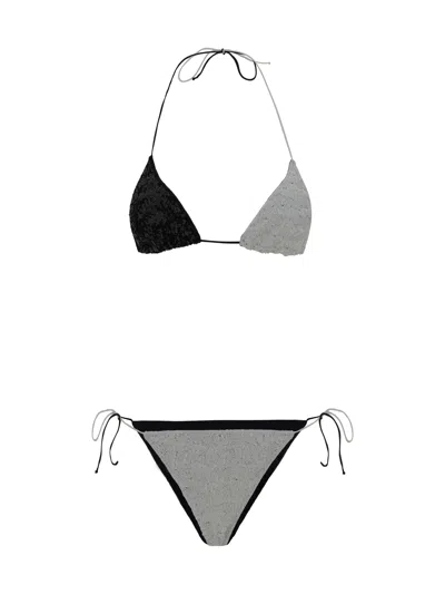 Oseree Paillettes Swimsuit In Black/white