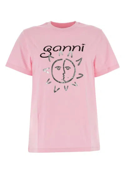Ganni Cotton Graphic Print Crew-neck T-shirt In Pastel
