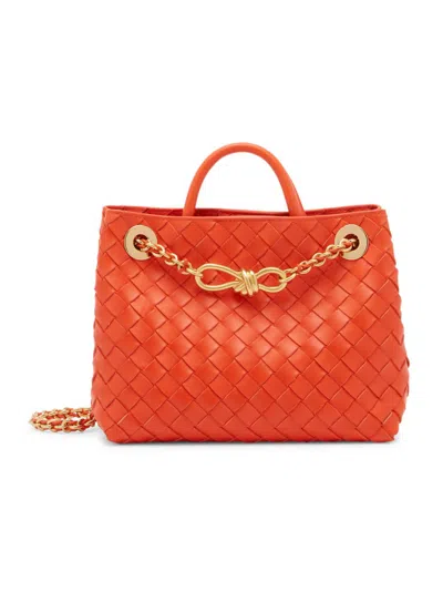 Bottega Veneta Women's Small Andiamo Intrecciato Leather Top-handle Bag In Orange