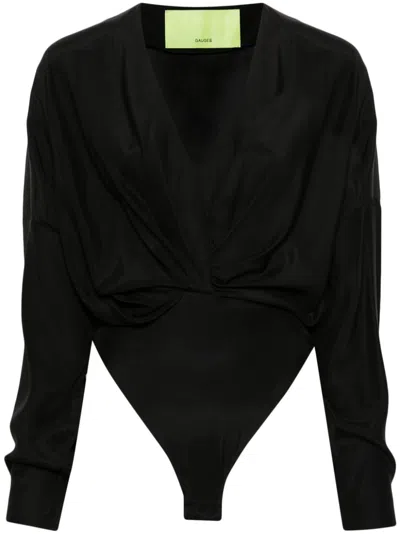 Gauge81 Nabi Silk-satin Bodysuit In Black