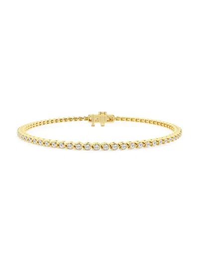 Saks Fifth Avenue Women's 14k Yellow Gold & Lab-grown Diamond 3-prong Tennis Bracelet In 1 Tcw