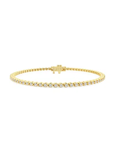 Saks Fifth Avenue Women's 14k Yellow Gold & Lab-grown Diamond 3-prong Tennis Bracelet In 2 Tcw