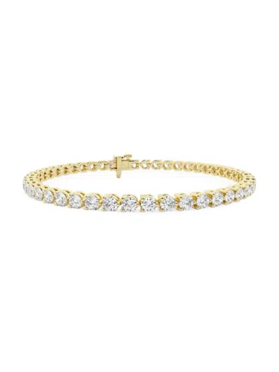 Saks Fifth Avenue Women's 14k Yellow Gold & Lab-grown Diamond 3-prong Tennis Bracelet In 5 Tcw