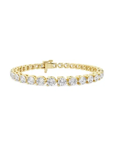 Saks Fifth Avenue Women's 14k Yellow Gold & Lab-grown Diamond 3-prong Tennis Bracelet In 10 Tcw