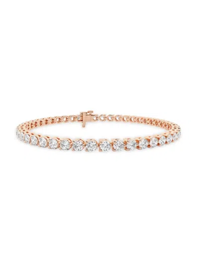 Saks Fifth Avenue Women's 14k Rose Gold & Lab-grown Diamond 3-prong Tennis Bracelet In 4 Tcw
