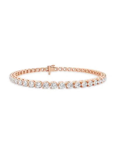Saks Fifth Avenue Women's 14k Rose Gold & Lab-grown Diamond 3-prong Tennis Bracelet In 5 Tcw