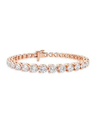 Saks Fifth Avenue Women's 14k Rose Gold & Lab-grown Diamond 3-prong Tennis Bracelet In 10 Tcw
