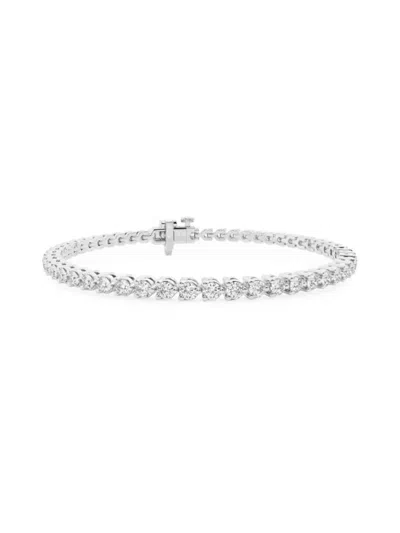 Saks Fifth Avenue Women's Platinum & Lab-grown Diamond 3-prong Tennis Bracelet In 3 Tcw