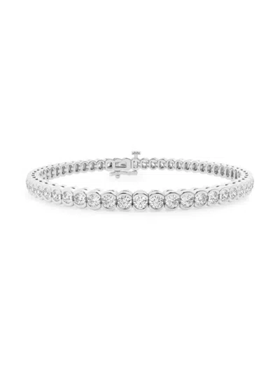 Saks Fifth Avenue Women's Platinum & Lab-grown Diamond Bezel Tennis Bracelet In 5 Tcw