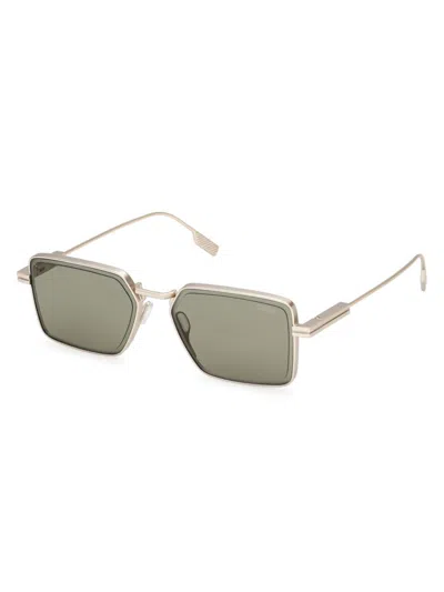 Zegna Men's 56mm Rectangular Sunglasses In Neutral