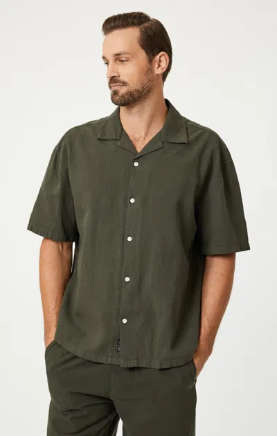 Mavi Short Sleeve Button-up Shirt In Asphalt In Green