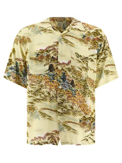 Orslow Convertible-collar Printed Woven Shirt In Yellow