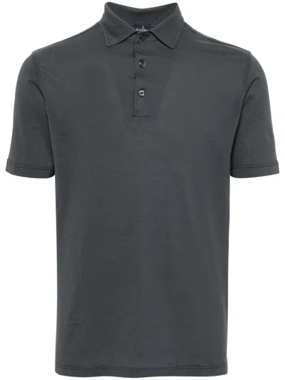 Barba Short-sleeve Cotton Polo Shirt In Grey