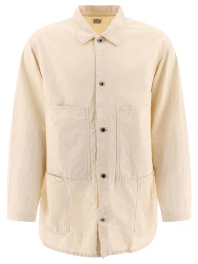 Orslow "utility" Twill Overshirt In Beige