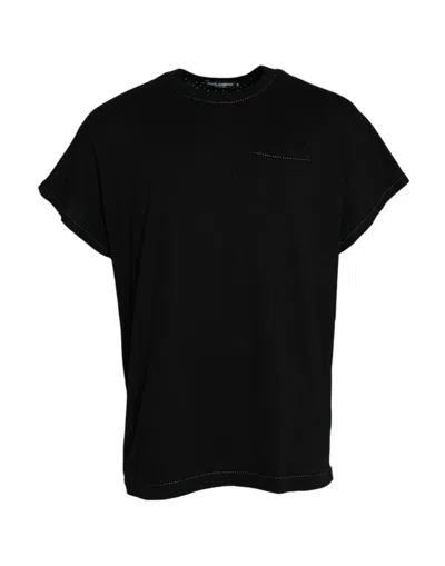 Dolce & Gabbana Black Cotton Round Neck Short Sleeve Men's T-shirt