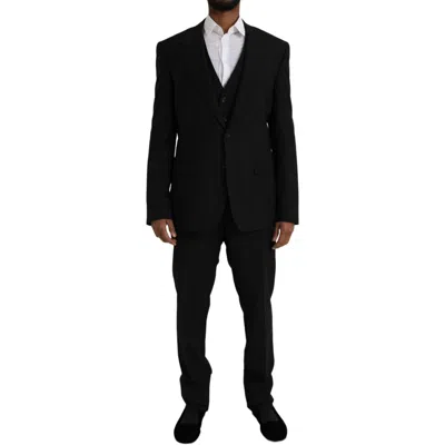 Dolce & Gabbana Black Polyester Staff Formal 3 Piece Suit
