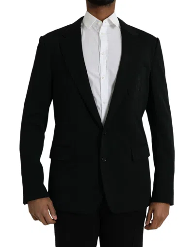 Dolce & Gabbana Black Wool Single Breasted Coat Men's Blazer