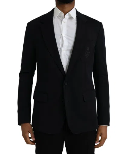 Dolce & Gabbana Black Wool Single Breasted Coat Men's Blazer